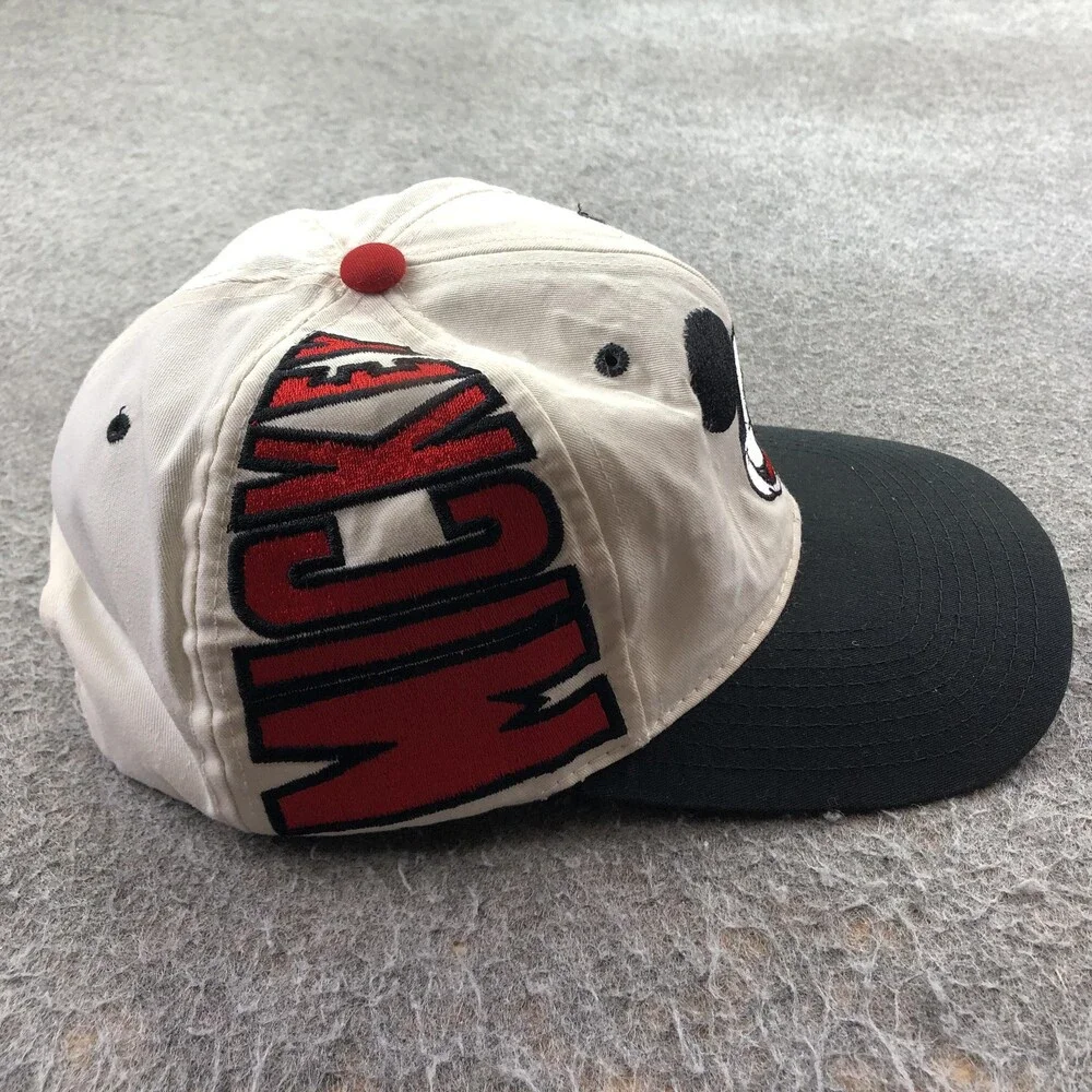 Vintage Disney Hat Cap Snap Back Mens One Size White Mickey Mouse USA